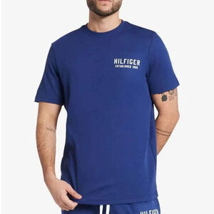 NEW Tommy Hilfiger Men’s Tee Blue White Logo T-Shirt Size Large 09T4139492